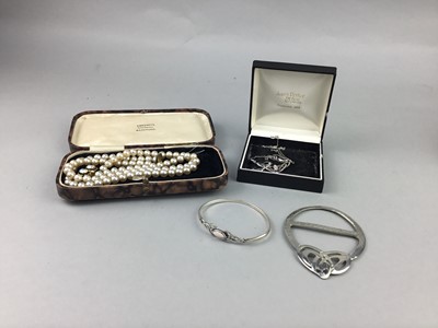 Lot 333 - A LADY'S ROTARY GOLD CASED WRIST WATCH, A DRESSING TABLE SET AND COSTUME JEWELLERY