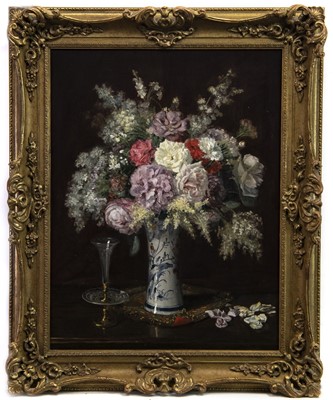 Lot 102 - MIXED FLOWERS, AN OIL BY JULES ETIENNE CAROT