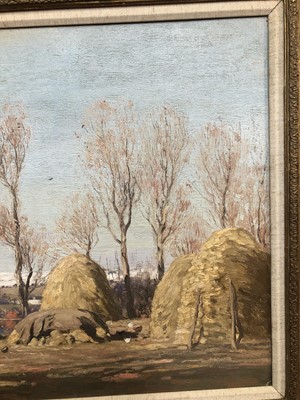 Lot 109 - HAYSTACKS AND POLARS IN AN AYRSHIRE LANDSCAPE, BY GEORGE HOUSTON
