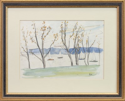 Lot 557 - THE SOLENT FROM BEMBRIDGE, A WATERCOLOUR BY PAUL MAZE