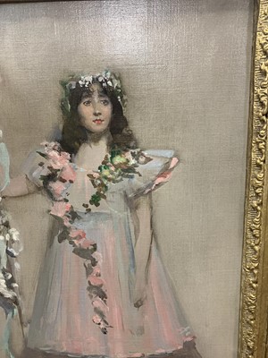Lot 23 - THE GARLANDED BALLERINA, AN OIL BY SIR JOHN LAVERY