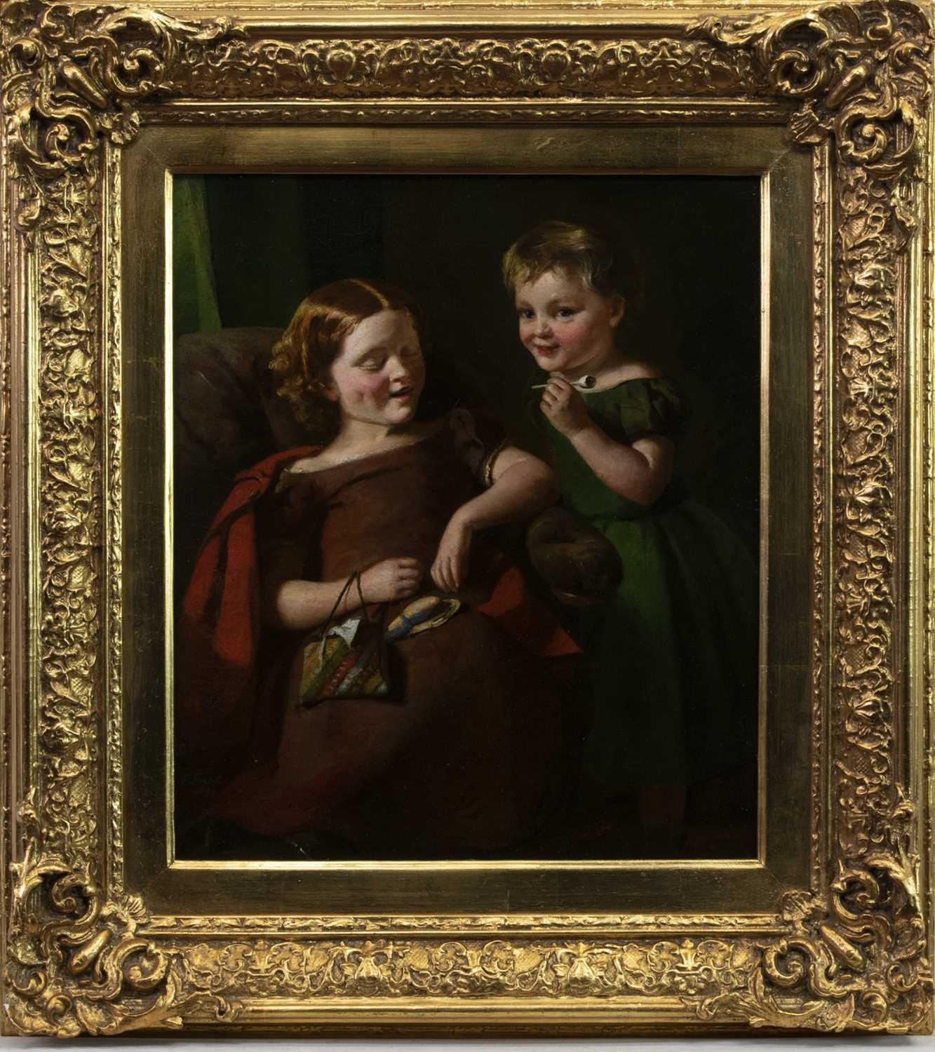 Lot 101 - TWO BAIRNS PLAYING, AN OIL BY THOMAS FAED