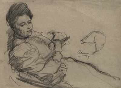 Lot 435 - RECLINING FIGURE, A CHARCOAL ON PAPER