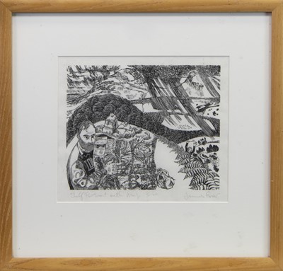Lot 436 - SELF-PORTRAIT, A WOOD ENGRAVING BY JAMES GREER