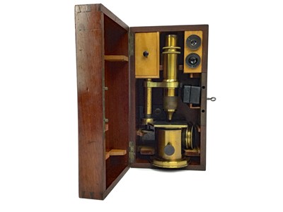 Lot 1127 - A FRENCH MONOCULAR MICROSCOPE BY NACHET OF PARIS