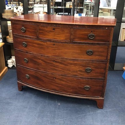 Lot 352 - A BOW FRONTED MAHOGANY CHEST OF DRAWERS