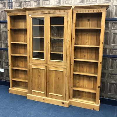 Lot 355 - A PINE BREAKFRONT BOOKCASE