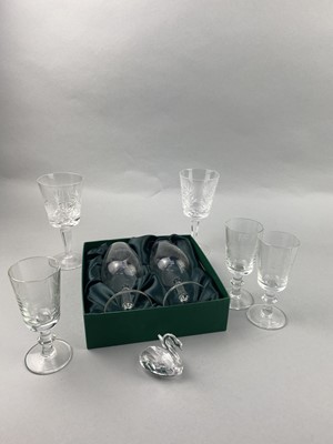 Lot 28 - A BOXED PAIR OF EDINBURGH CRYSTAL BRANDY GLASSES AND OTHER GLASS