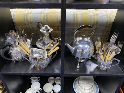 Lot 373 - A SILVER PLATED THREE PIECE TEA SERVICE AND OTHER SILVER PLATED WARE