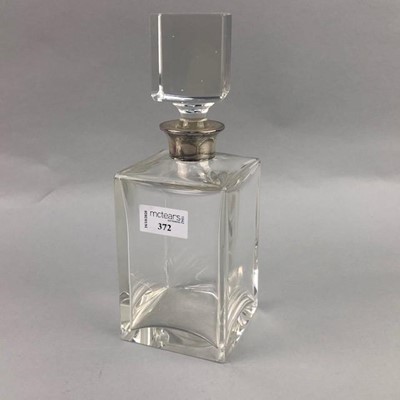 Lot 372 - A SILVER MOUNTED GLASS DECANTER WITH STOPPER