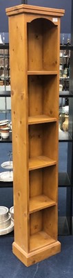 Lot 357 - A PINE NARROW BOOKCASE