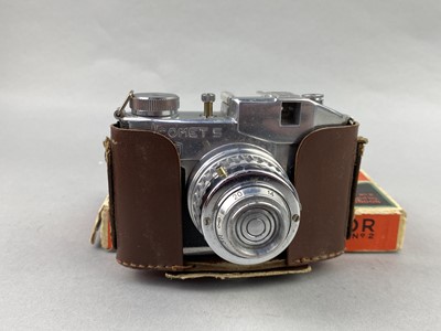 Lot 85 - A CMF COMET S CAMERA ALONG WITH TELEPHONES, TWO FILM REELS AND A RAZOR