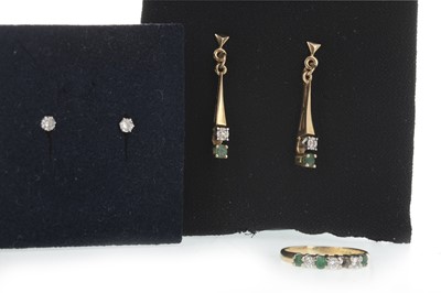 Lot 390 - TWO PAIRS OF EARRINGS AND A RING