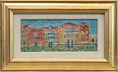Lot 558 - BUILDINGS, VENICE, AN OIL BY CARLO ROSSI