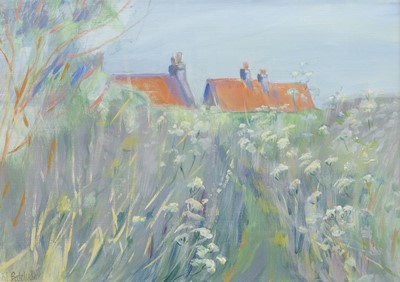 Lot 645 - RED ROOFS, FIFE, AN ACRYLIC BY MARY BACHELOR