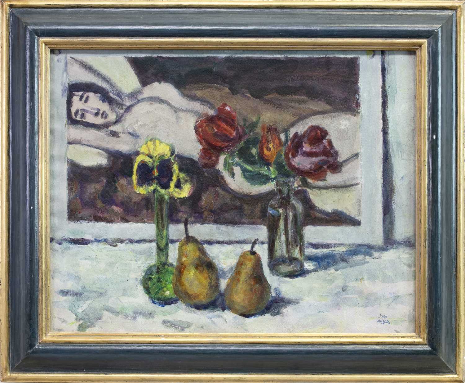 Lot 106 - STILL LIFE WITH A PAINTING, AN OIL BY JOHN MILLER