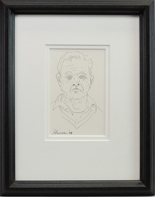 Lot 673 - HEAD STUDY, A PEN ON PAPER BY PETER HOWSON