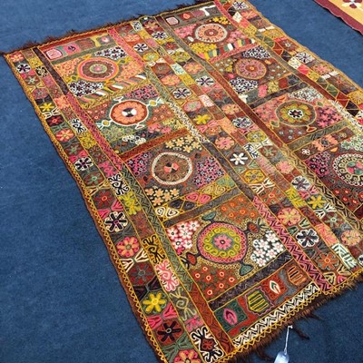 Lot 196 - A KASHMIR STYLE RUG/WALL HANGING
