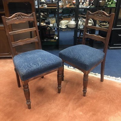Lot 383 - A SET OF SIX VICTORIAN OAK CHAIRS
