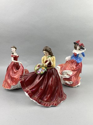 Lot 386 - A ROYAL DOULTON FIGURE OF 'CHARLOTTE' AND FOUR OTHERS