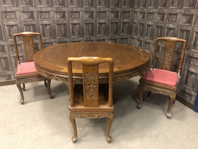 Lot 829 - A 20TH CENTURY CHINESE CIRCULAR TABLE AND EIGHT CHAIRS