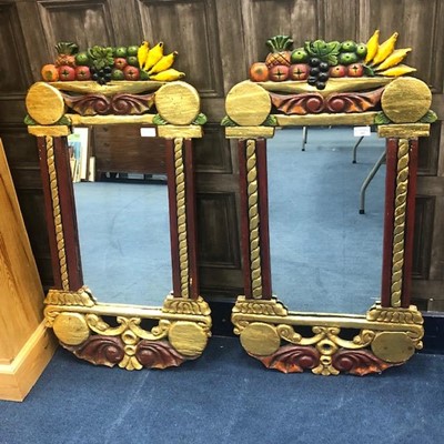 Lot 393 - A PAIR OF DECORATIVE WALL MIRRORS