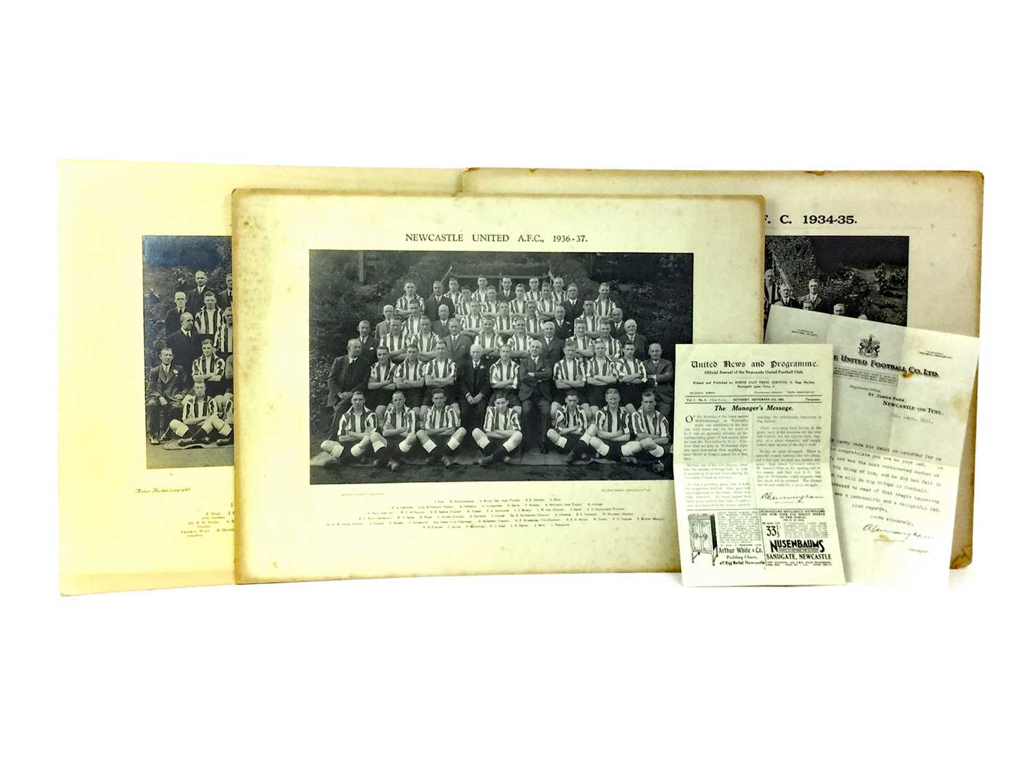 Lot 1732 - AN ARCHIVE OF PHOTOGRAPHS AND A LETTER RELATING TO NEWCASTLE UNITED F.C.