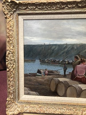Lot 131 - WAITING FOR THE RETURN OF THE FLEET, AN OIL BY JAMES CHARLES MORRISON