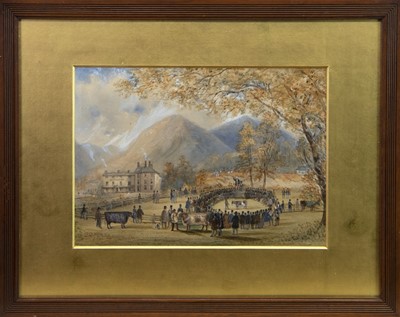 Lot 136 - CATTLE TRYST, A WATERCOLOUR BY SAM BOUGH
