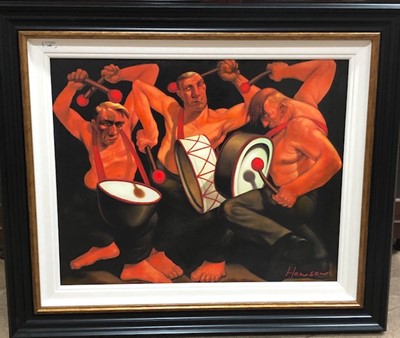 Lot 190 - DRUMMERS, A PRINT AFTER PETER HOWSON