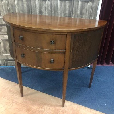 Lot 413 - A MAHOGANY DEMI LUNE SIDEBOARD