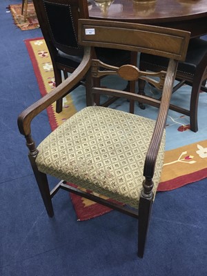 Lot 423 - A REGENCY MAHOGANY OPEN ELBOW CHAIR