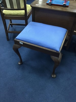 Lot 421 - A MAHOGANY DRESSING STOOL