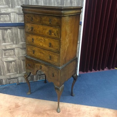 Lot 410 - A WALNUT REPRODUCTION CHEST ON STAND