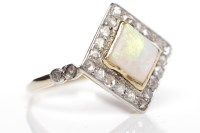 Lot 23 - FINE EDWARDIAN OPAL AND DIAMOND RING the...