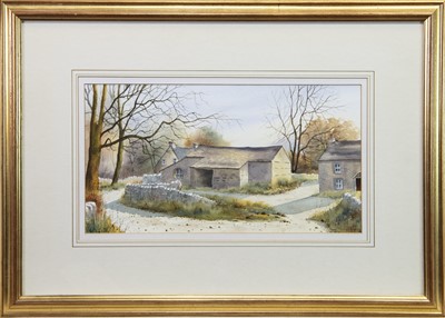 Lot 799 - AUTUMN COTTAGE, A WATERCOLOUR BY PATRICIA JONES