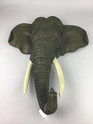 Lot 159 - A PAIR OF WALL MOUNTING ELEPHANT HEADS