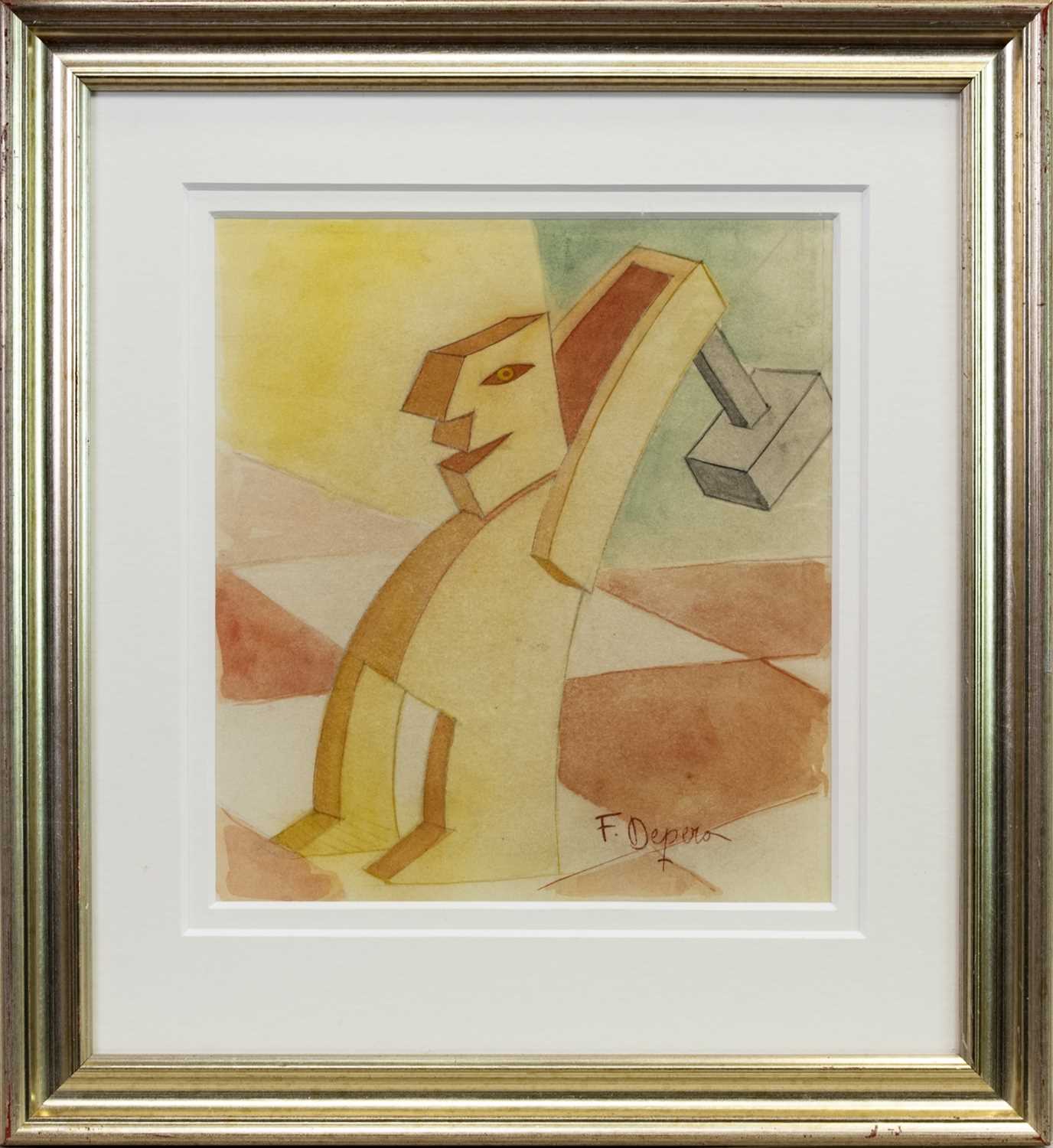 Lot 615 - VEROCCHI'S BRICKS, A WATERCOLOUR BY FORTUNATO DEPERO