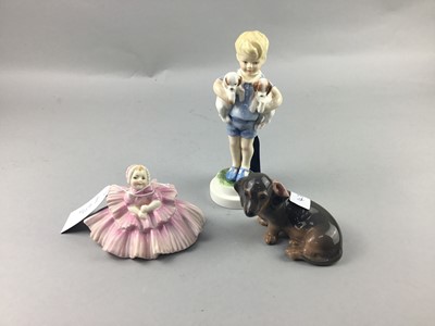 Lot 439 - A ROYAL DOULTON FIGURE OF 'ROSEBUD', A ROYAL WORCESTER FIGURE AND ANOTHER FIGURE