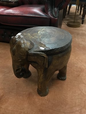 Lot 450 - AN AFRICAN STOOL MODELLED AS AN ELEPHANT