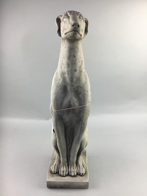 Lot 188 - A STONE AND CONCRETE AGGREGATE MODEL OF A SEATED WHIPPET