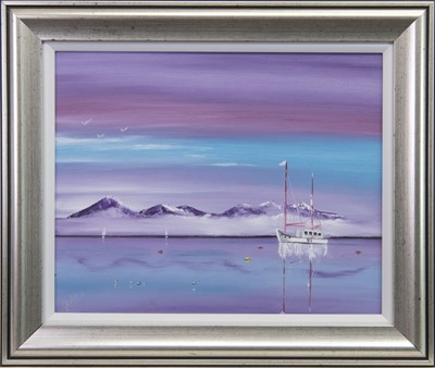 Lot 707 - THE CUILLINS, AN OIL BY TRACY WEIR
