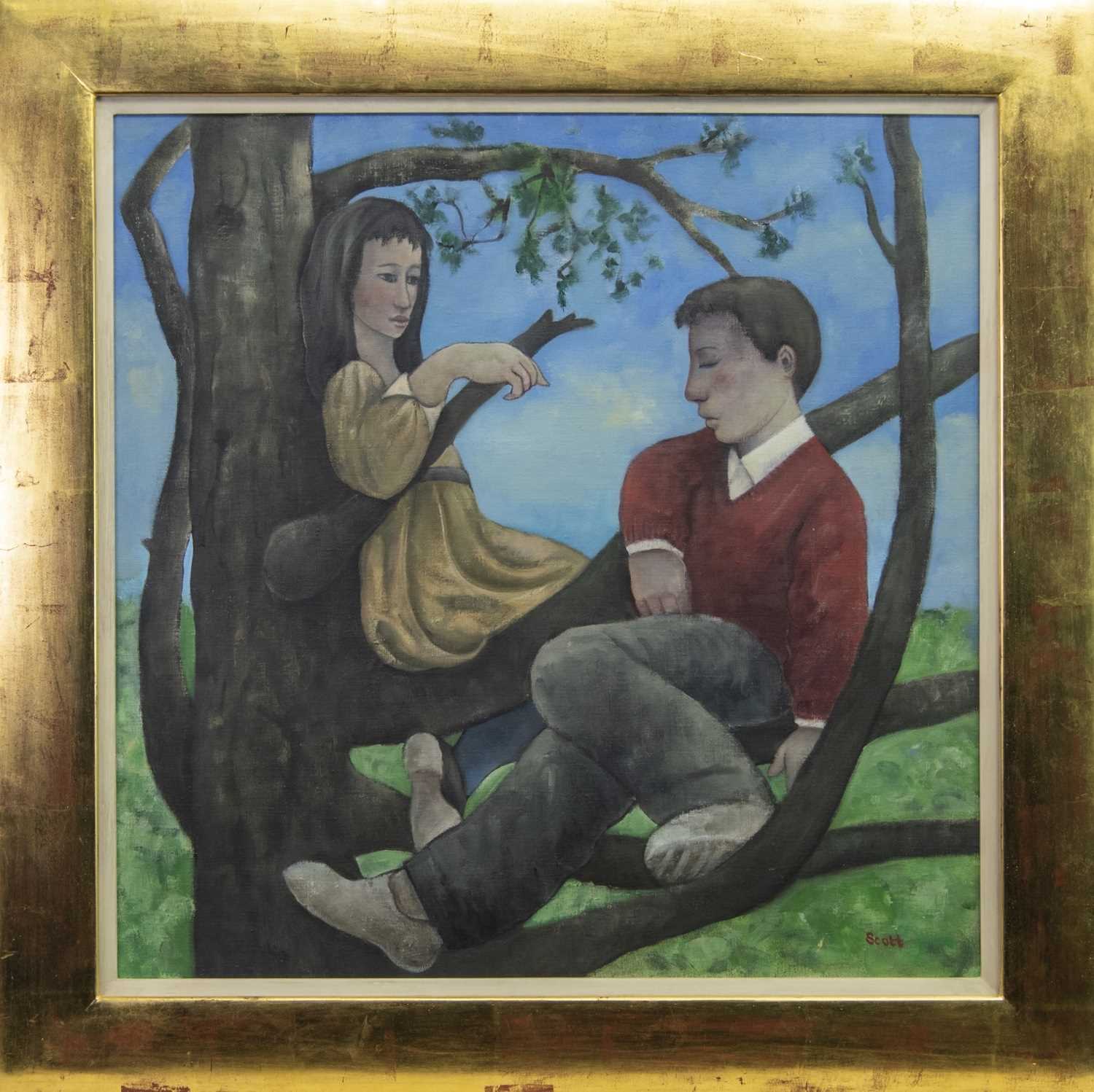 Lot 569 - THE TRYST, AN OIL BY MICHAEL SCOTT