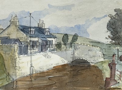 Lot 665 - WATERMANS HOUSE, LOCH THOM, A WATERCOLOUR BY TOM JOHNSTONE