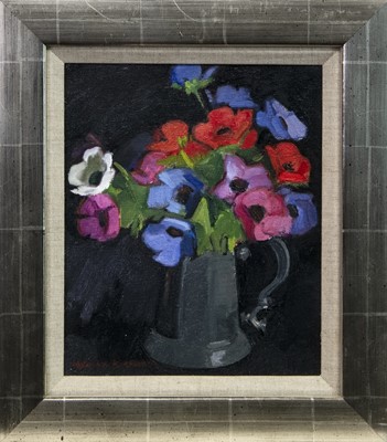 Lot 613 - A PINT OF ANEMONES, AN OIL BY NORMAN KIRKHAM