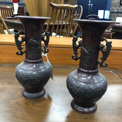 Lot 488 - A PAIR OF CHINESE BRONZE VASES
