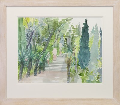 Lot 420A - GARDEN WITH STEPS, A WATERCOLOUR BY PAUL GELL