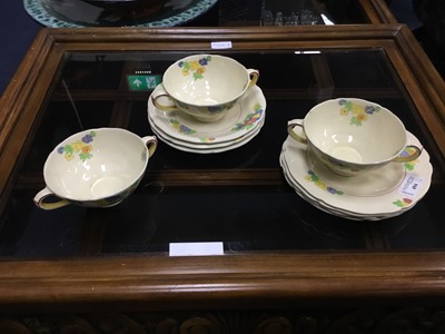 Lot 494 - A ROYAL DOULTON 'MINDEN' SET OF THREE CUPS, SAUCERS AND SIDE PLATES