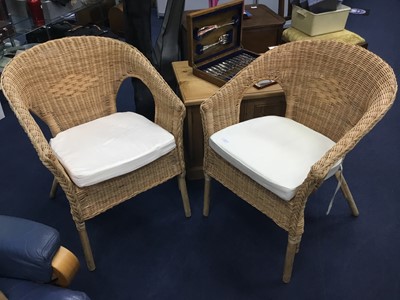 Lot 497 - A LOT OF TWO WICKER ARMCHAIRS