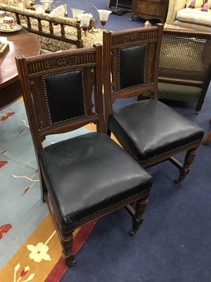 Lot 465 - A SET OF FOUR VICTORIAN OAK SINGLE CHAIRS
